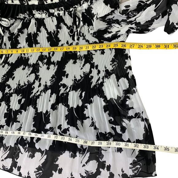 Lane Bryant Floral Chiffon Off the Shoulder Tops Plus Size 26/28 Pleated Blouse - Picture 11 of 16